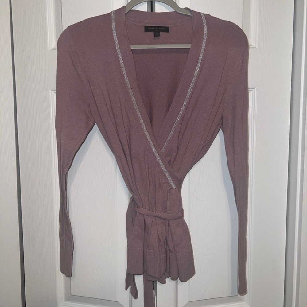 Banana Republic Mauve Wrap Sweater Cardigan Top - Small